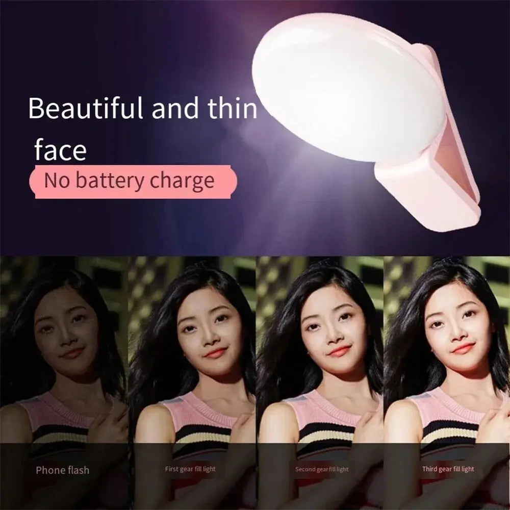 📱 Mini Ring Light Selfie Rechargeable – Lampe LED Clip Smartphone pour TikTok, Vidéos & Appels Studio Light Sound