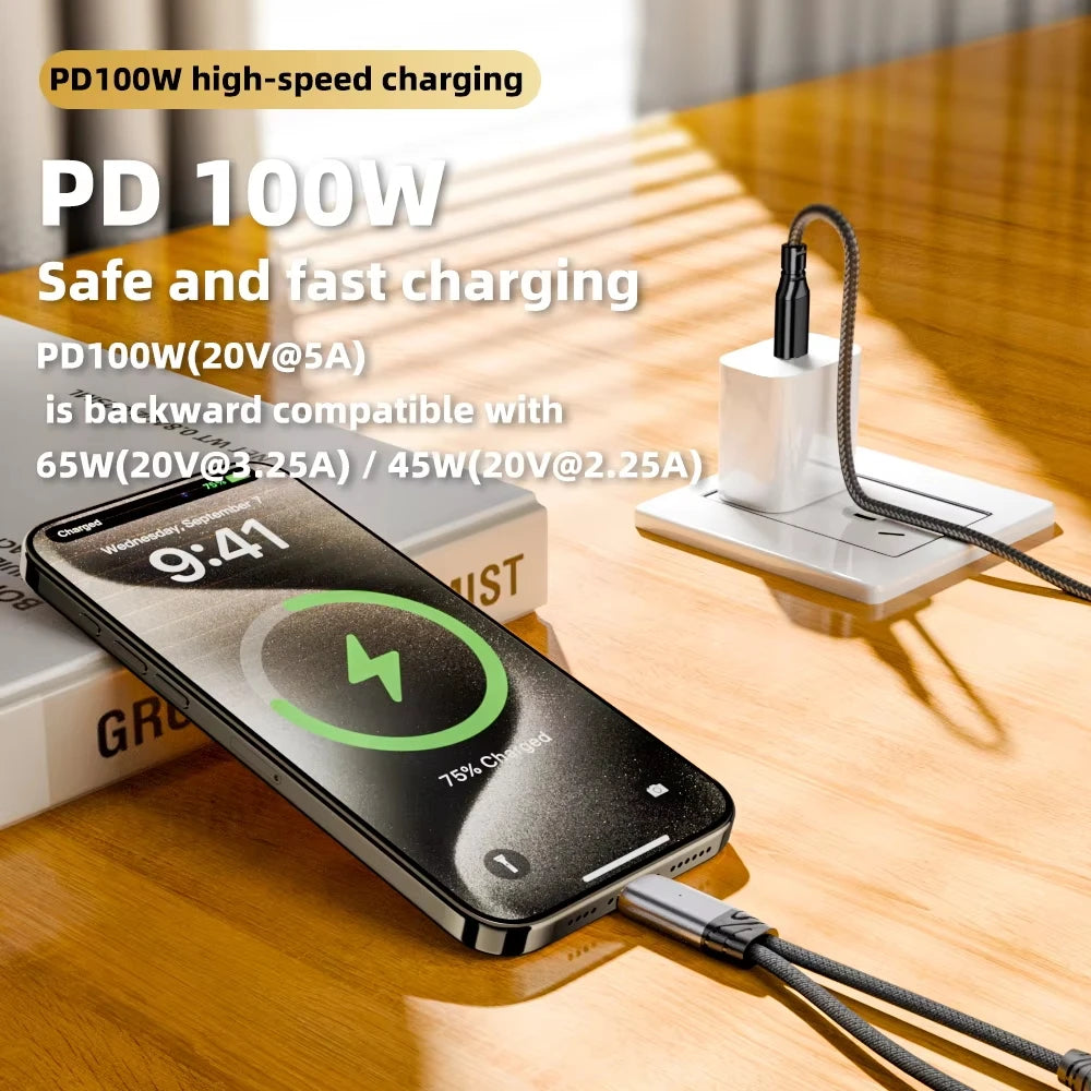 🔌 Adaptateur USB-C 2 en 1 Audio + Charge Rapide 100W PD – Câble Tressé Casque & Recharge Type-C Compatible Android