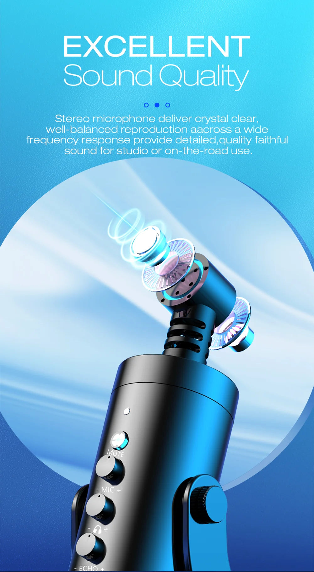 Microphone USB Condensateur Haomuren 🎤 – Qualité Studio, Plug & Play, Anti-bruit, Streaming & Gaming PC/Mac/PS5