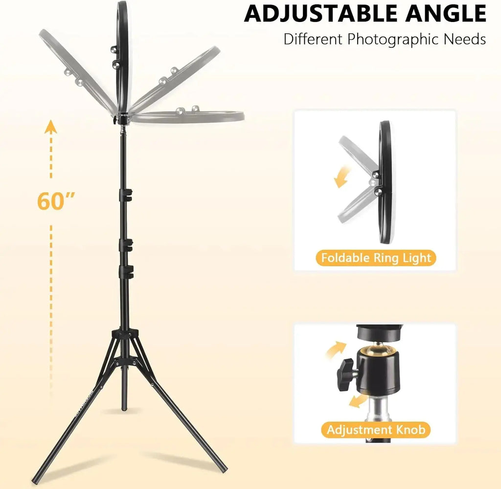 💡 Anneau Lumineux LED 10" Pliable avec Trépied 1,1m – 3 Modes d'Éclairage Réglables Ma boutique