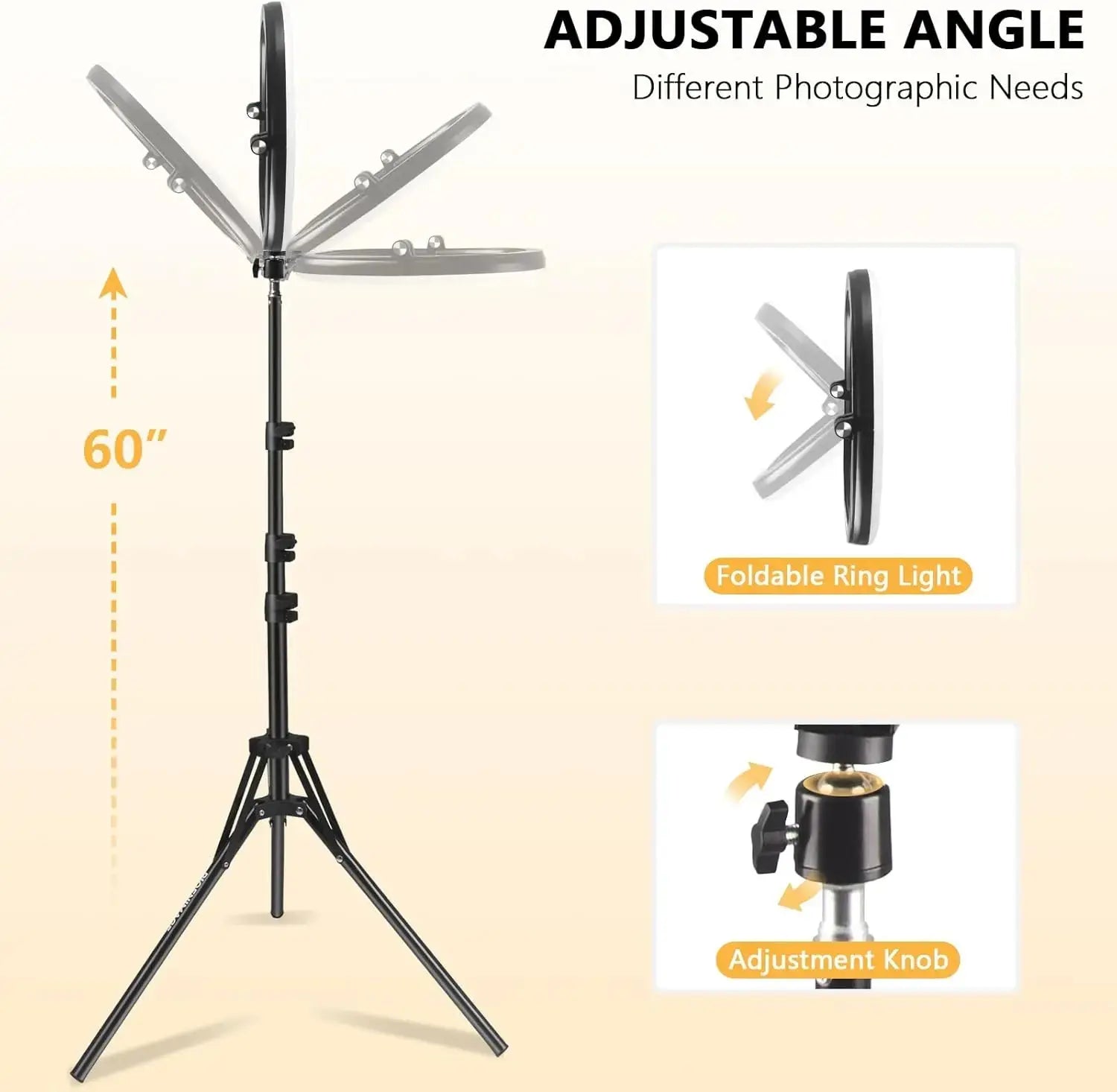 💡 Anneau Lumineux LED 10" Pliable avec Trépied 1,1m – 3 Modes d'Éclairage Réglables Ma boutique