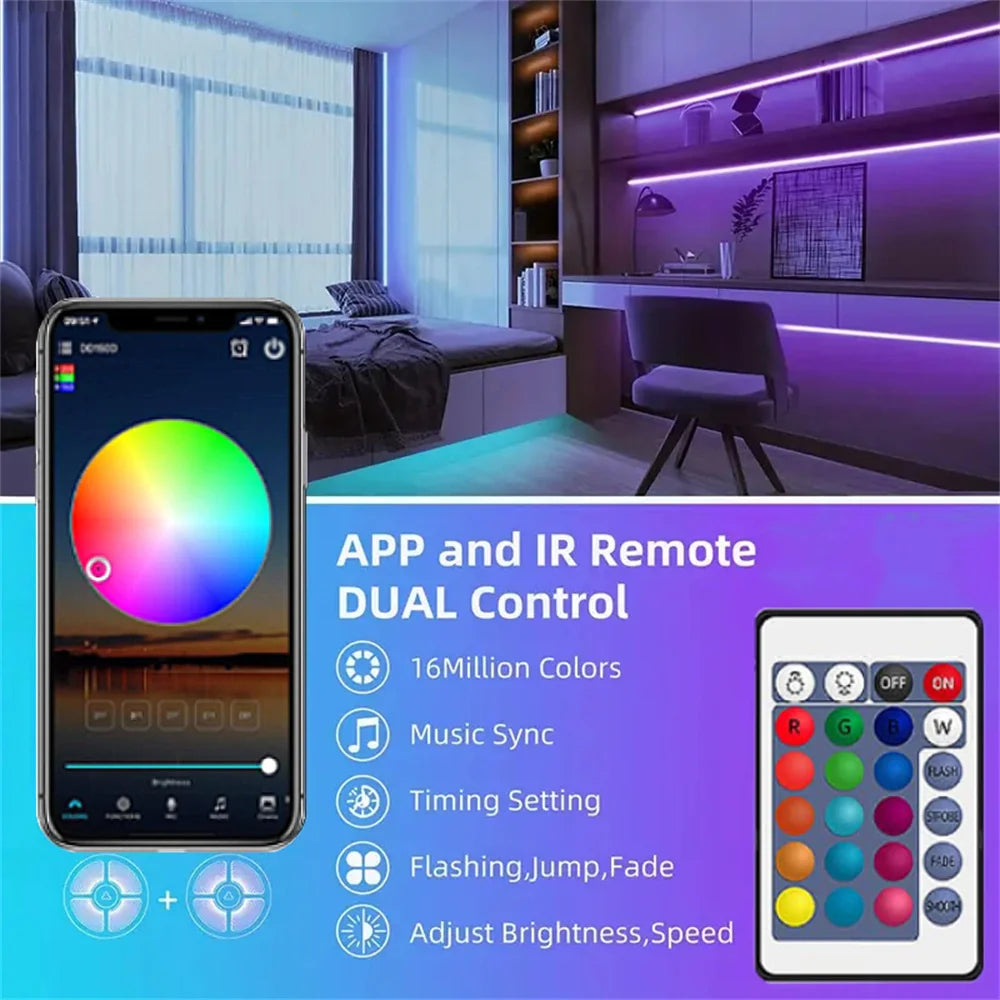 🌈 Bande LED RGB USB 5V – Ruban Lumineux Intelligent avec Télécommande & Application (1m/ 2m/ 5m / 10m / 20m / 30m) Ma boutique