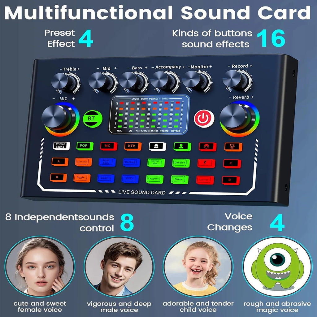 🎙️ F009 Live Sound Card – Kit Podcast & Streaming Pro avec Micro BM-800 + Bras Articulé Ma boutique