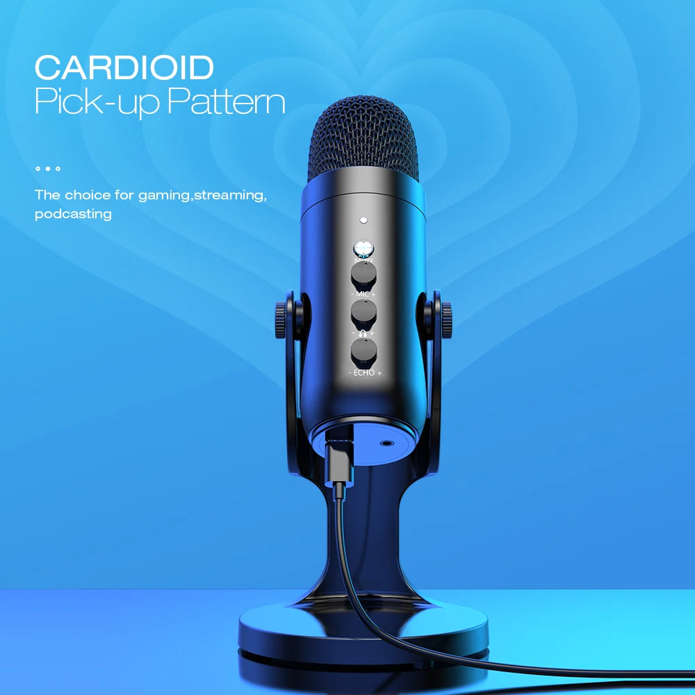 Microphone USB Condensateur Haomuren 🎤 – Qualité Studio, Plug & Play, Anti-bruit, Streaming & Gaming PC/Mac/PS5