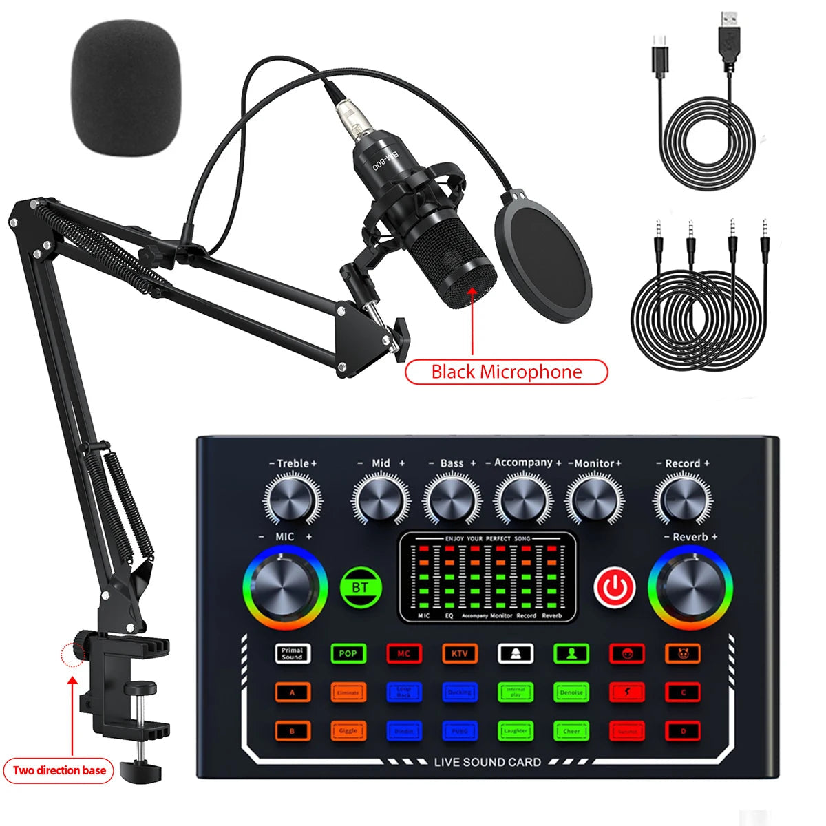 🎙️ F009 Live Sound Card – Kit Podcast & Streaming Pro avec Micro BM-800 + Bras Articulé Ma boutique