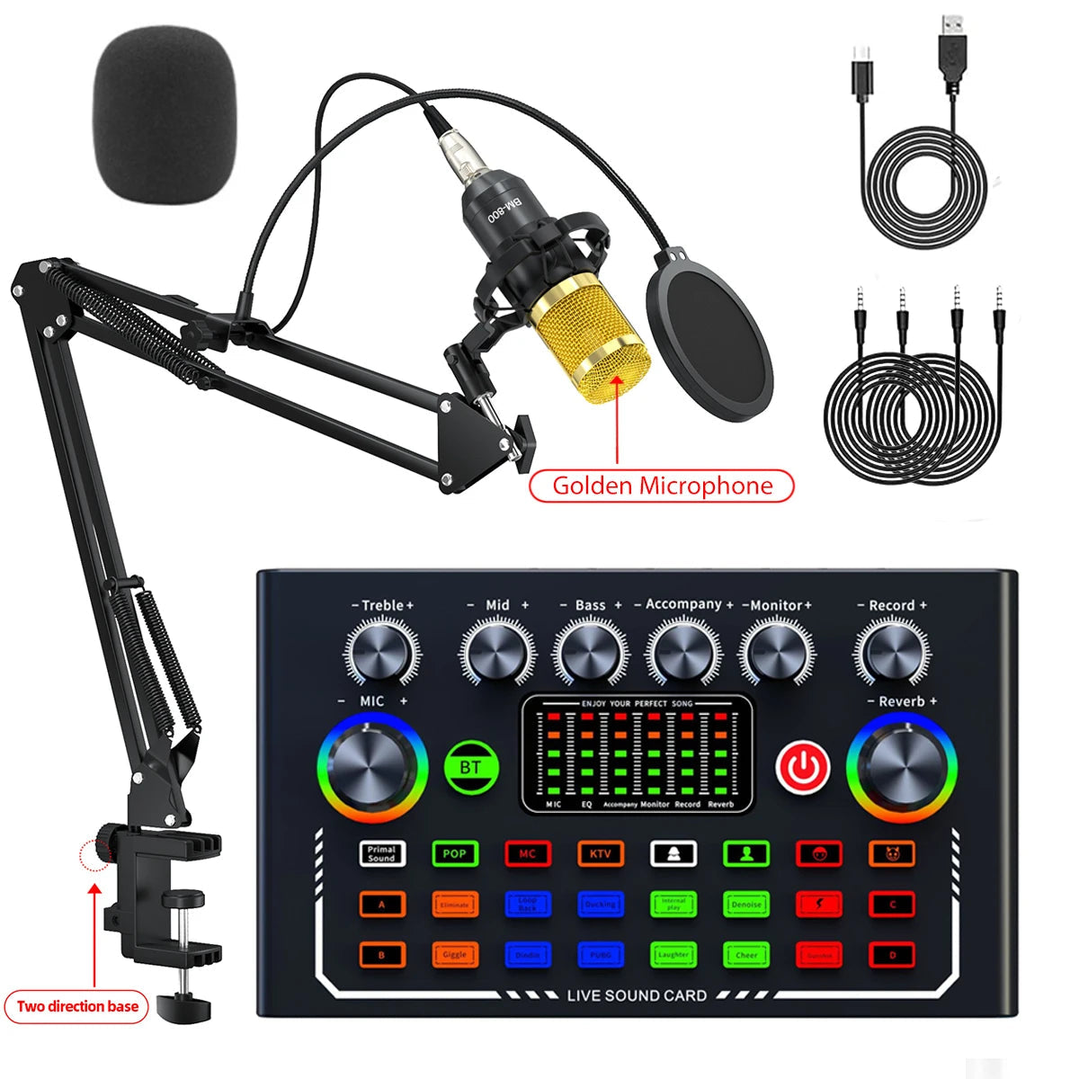 🎙️ F009 Live Sound Card – Kit Podcast & Streaming Pro avec Micro BM-800 + Bras Articulé Ma boutique