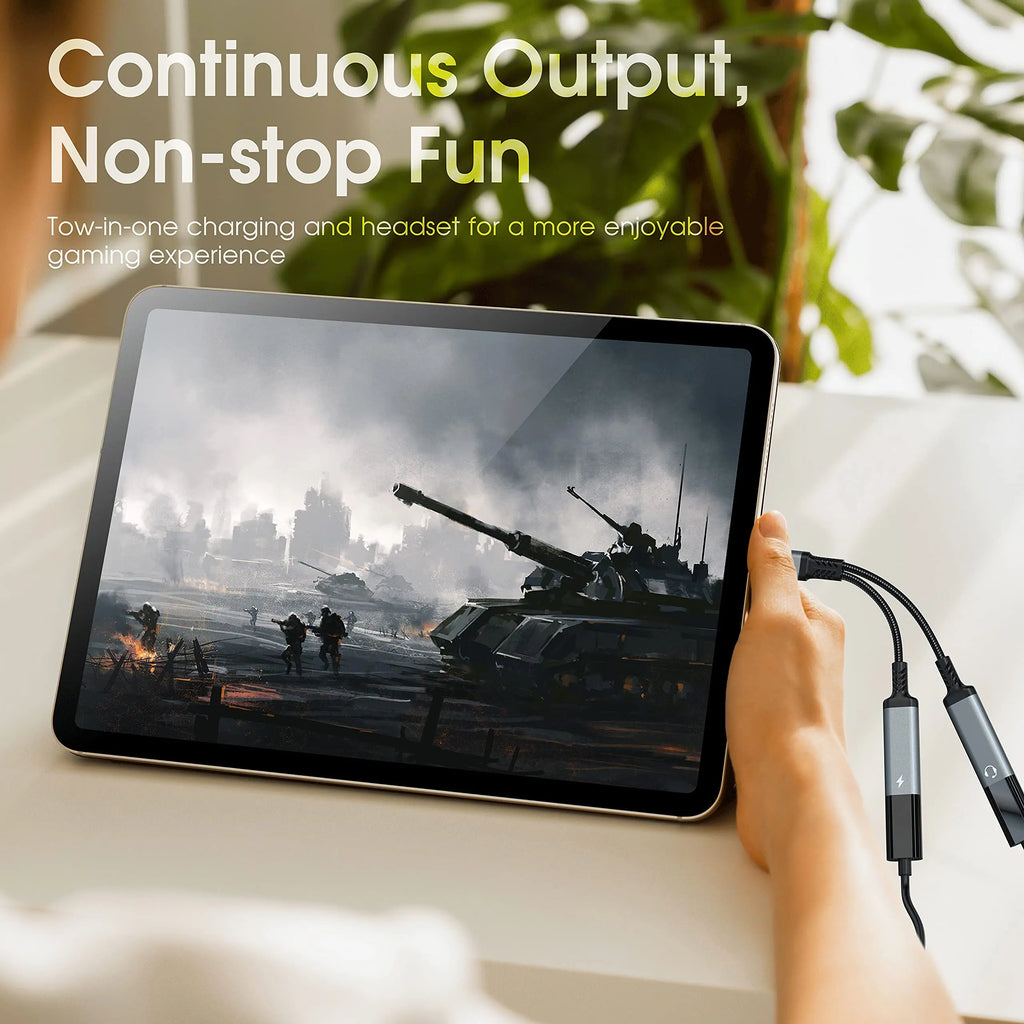 Adaptateur USB-C 2 en 1 Audio + Charge Rapide 60W 🔌 – Câble Tressé Résistant, Double Type-C OTG Prise Casque, Compatible iPhone 15, Samsung, Xiaomi, Huawei