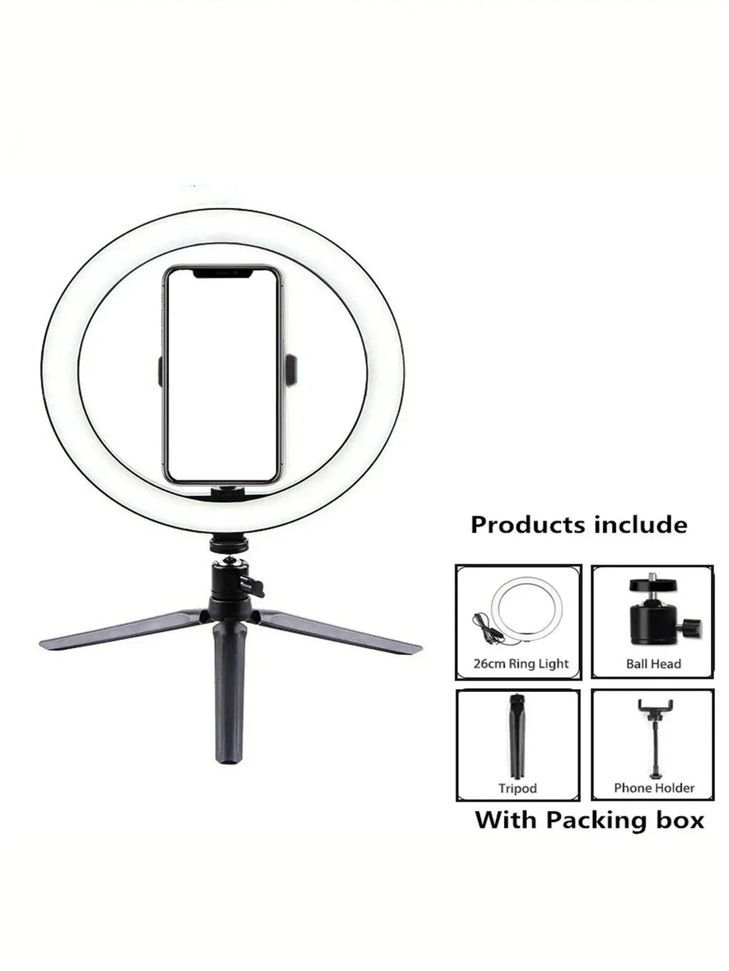 💡 Ring Light LED 26 cm avec Trépied – Éclairage Pro Réglable pour Selfies, Streaming & Création de Contenu Ma boutique