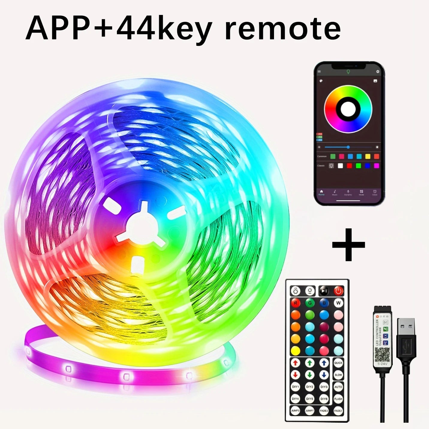 🌈 Bande LED RGB USB 5V – Ruban Lumineux Intelligent avec Télécommande & Application (1m/ 2m/ 5m / 10m / 20m / 30m) Ma boutique
