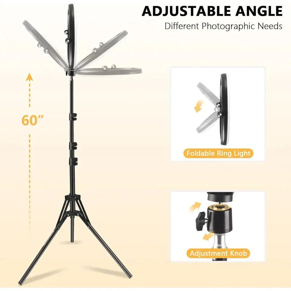 💡 Anneau Lumineux LED 10" Pliable avec Trépied 1,1m – 3 Modes d'Éclairage Réglables Ma boutique
