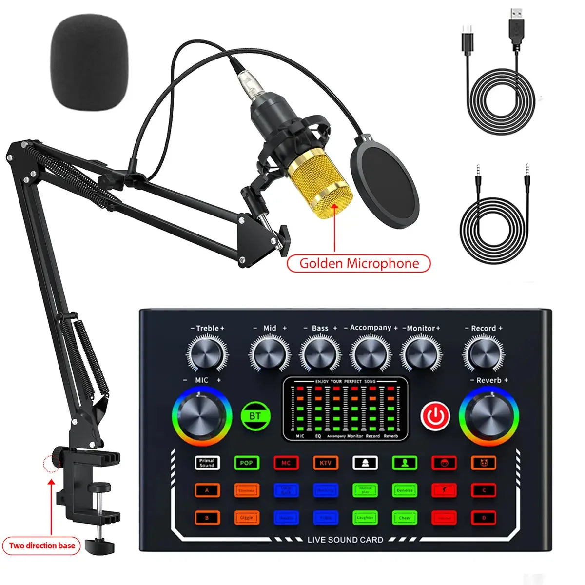 🎙️ F009 Live Sound Card – Kit Podcast & Streaming Pro avec Micro BM-800 + Bras Articulé Ma boutique