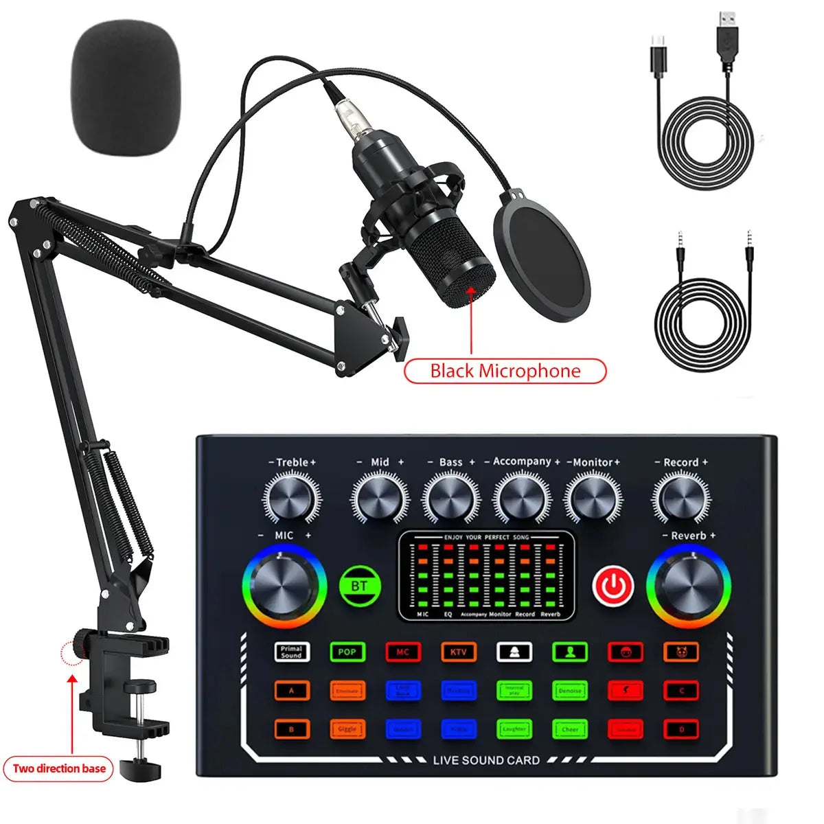 🎙️ F009 Live Sound Card – Kit Podcast & Streaming Pro avec Micro BM-800 + Bras Articulé Ma boutique
