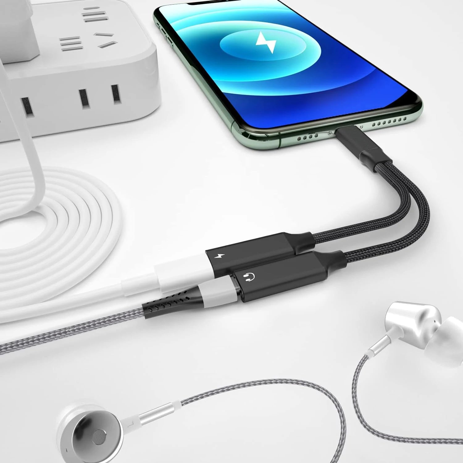 Adaptateur USB-C 2 en 1 Audio + Charge Rapide 60W 🔌 – Câble Tressé Résistant, Double Type-C OTG Prise Casque, Compatible iPhone 15, Samsung, Xiaomi, Huawei