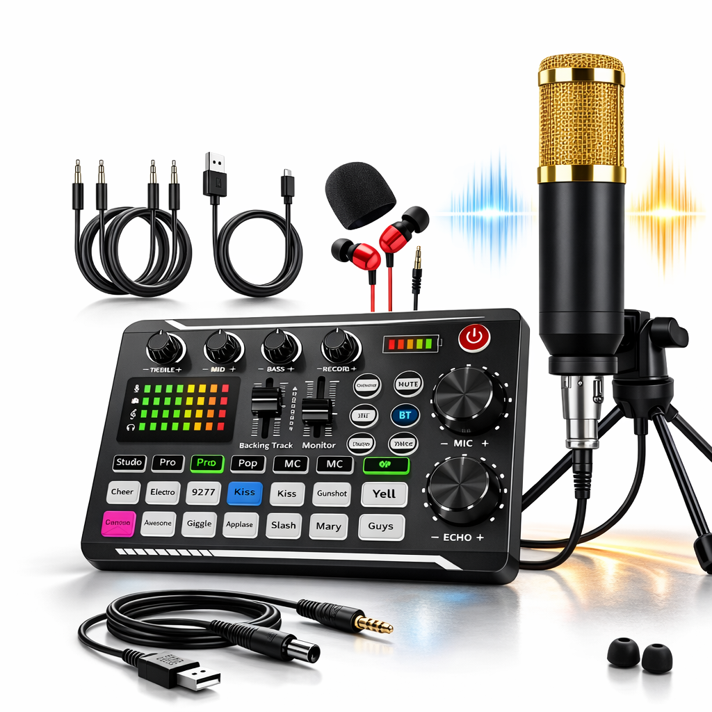 🎤 Kit Micro DJ F998 avec Carte Son – Console Studio Audio USB pour Live, Streaming, TikTok & Podcast Ma boutique